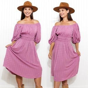 Smocked Plaid Midi Dress